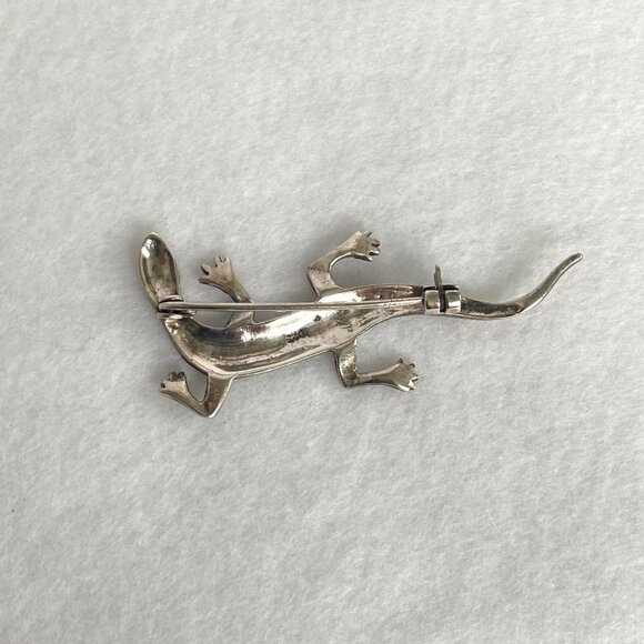Sterling Silver 925 A 2.39" Marcasite Lizard Animal Figural Brooch 6.87g - Picture 7 of 16
